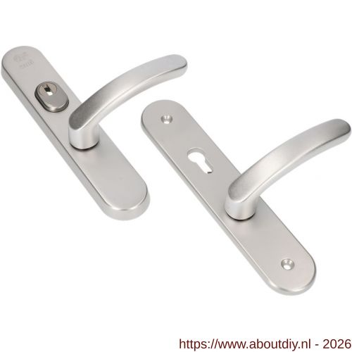Ami VHB 250/15-378 KT senioren veiligheids Rotaveer kruk-kruk langschildgarnituur SKG*** kerntrekbeveiliging ovaal omkeer VHB 378 Rota 250/50/15 kerntrek KT 72 omkeer en profielcilinder PC 72 omkeer F1 deurdikte 53-57 mm - A10901205 - afbeelding 1