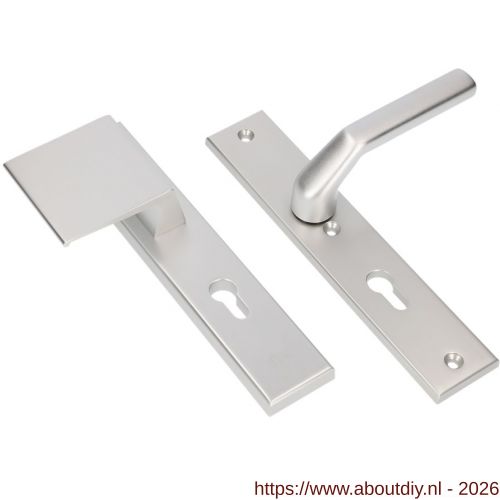 Ami VHB 251/50-90/80-379 veiligheidsvoordeur duwer-kruk Rotaveer langschildgarnituur SKG*** VHB 251/50 profielcilinder PC 72 deurduwer 90/80 links F1 en deurkruk 379 Rota 251/50 profielcilinder PC 72 deurdikte 38-42 mm - A10901017 - afbeelding 1