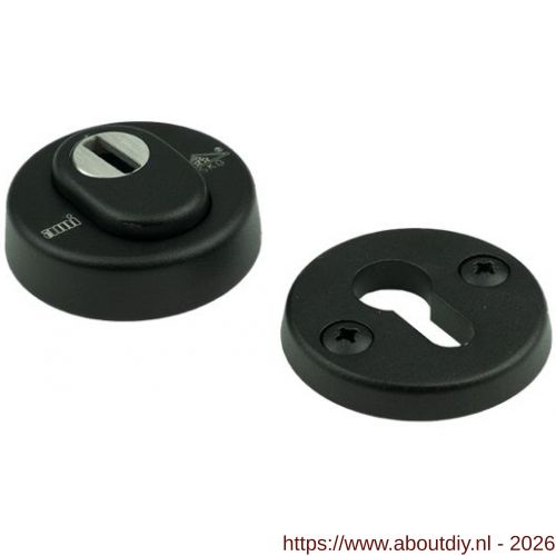 Ami VHB rond veiligheidsrozet SKG*** 15 mm kerntrek KT zwart RAL 9005 structuur finish deurdikte 53-57 mm - A10901800 - afbeelding 1