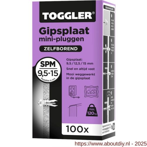 Toggler SPM-100 gipsplaatplug SP-Mini doos 100 stuks gipsplaat 9-15 mm - A32650005 - afbeelding 1