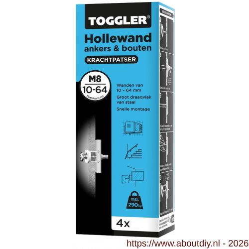 Toggler M8-4-bout hollewandanker M8 met bout doos 4 stuks plaatdikte 10-64 mm - A32650044 - afbeelding 1