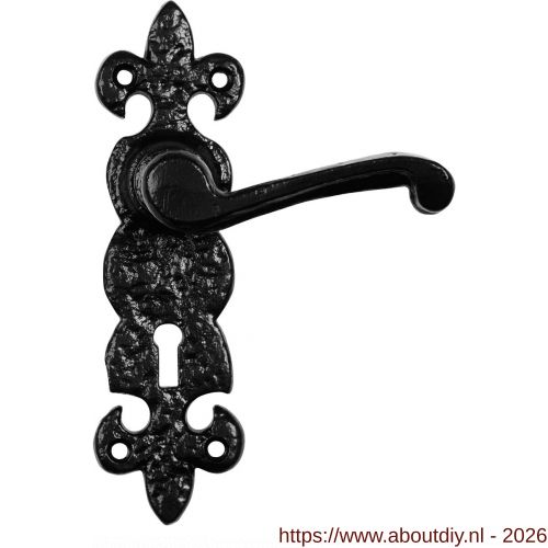 Kirkpatrick KP2450R BB56 deurkruk gatdeel op schild 190x55 mm BB56 rechtswijzend smeedijzer zwart - A21003002 - afbeelding 1