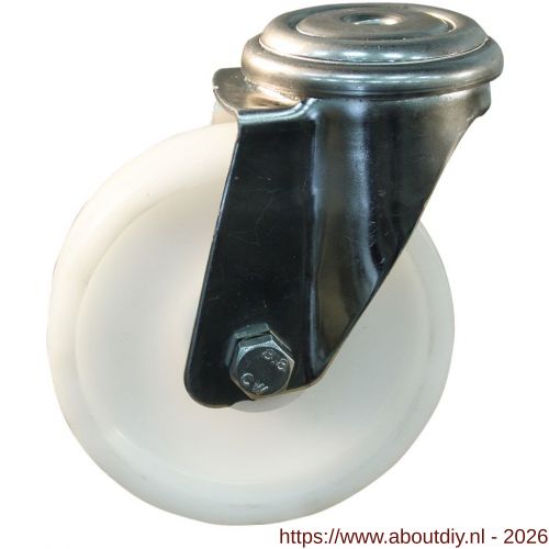 Protempo serie 34-31 zwenk transportwiel boutgat RVS gaffel naturel PP (of PA) 80 mm rollager RVS - A20911504 - afbeelding 1