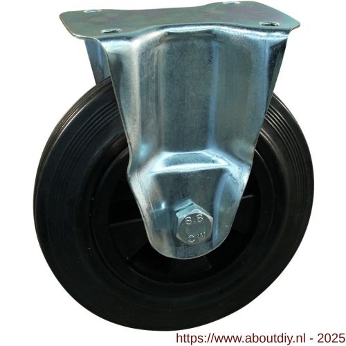 Protempo serie 01-11 bok transportwiel plaatbevestiging stalen gaffel PP velg standaard zwarte rubberen band 160 mm glijlager - A20912800 - afbeelding 1