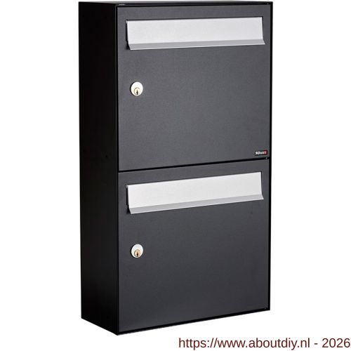 Allux Flow set postkast staal verzinkt gepoedercoat 2-hoog zwart - A11201685 - afbeelding 1