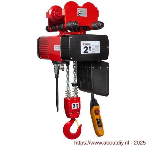 Delta elektrische kettingtakel met duwloopkat DEY 400 V 2 ton met 10 m hijshoogte dubbele snelheid 2 part - A53101551 - afbeelding 1