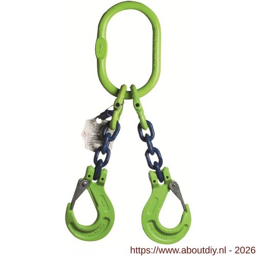 Deltalock Grade 100 hijsketting 2-sprong 13 mm x 4 m klephaak WLL gebaseerd op 0-45 graden - A53100291 - afbeelding 1