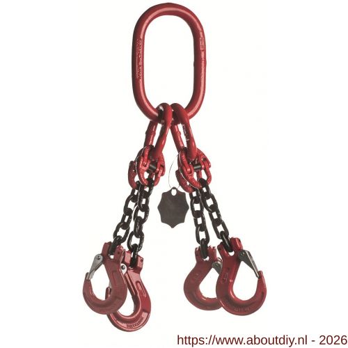 Deltalock Grade 80 hijsketting 4-sprong 13 mm x 3 m klephaak WLL gebaseerd op 0-45 graden - A53100475 - afbeelding 1